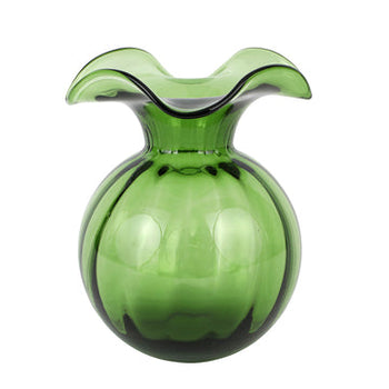 Vietri Hibiscus Glass Fluted Vase Medium  - Dark Green